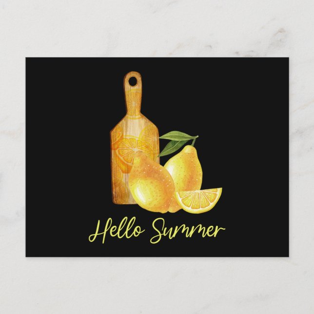 Hallo Sommer Lemon Tropisches Obst Einladungspostkarte (Vorderseite)