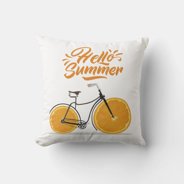 Hallo Sommer, lustiger Retrobike-T - Shirt Kissen (Vorderseite)