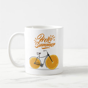 Hallo Sommer, lustiger Retrobike-T - Shirt Throw P Kaffeetasse