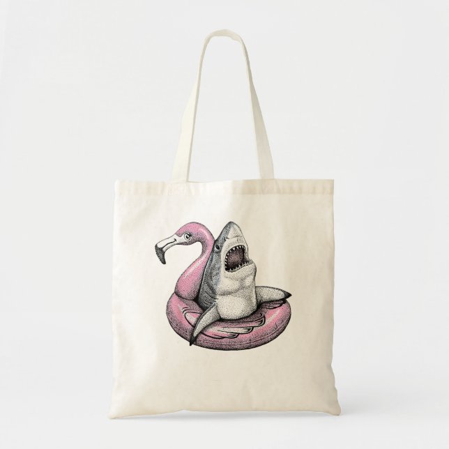 Hallo Sommer Matching Familie Flamingo Pool Shark  Tragetasche (Vorne)