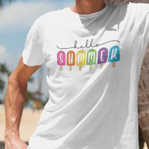 Hallo Sommer mit farbigen Text T-Shirt