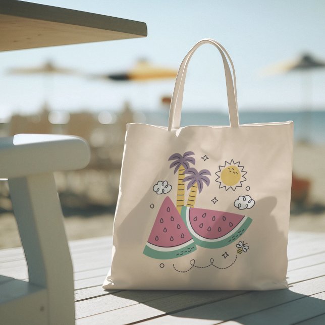 Hallo Sommer mit Flamingo Tropical Tote Tasche (hello summer, beach tote bag, vacation tote bag, school tote bag, colorful typography, gift for her)