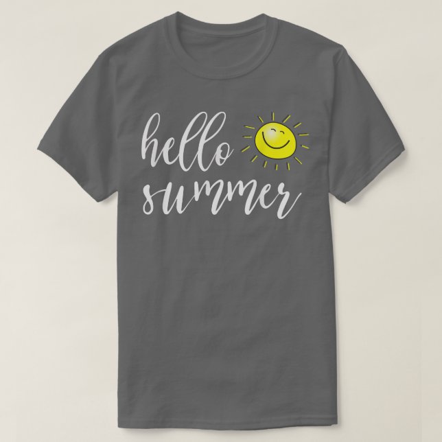 Hallo Sommer mit glücklicher Sonne für Sommerurlau T-Shirt (Design vorne)