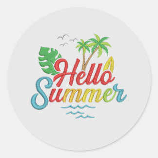 Hallo Sommer mit Stil und Enthusiasmus Runder Aufkleber