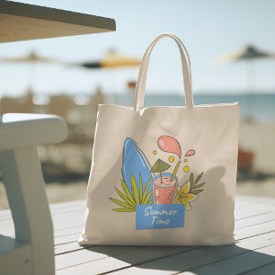 Hallo Sommer mit Typografie Tropical Tote Bag Tragetasche