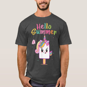 Hallo Sommer Niedlich Einhorn Ice Creme Gelato Ice T-Shirt
