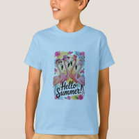 Hallo Sommer Niedlich Flamingo Beach Urlaub Tropic