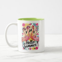 Hallo Sommer Niedlich Flamingo Beach Urlaub Tropic