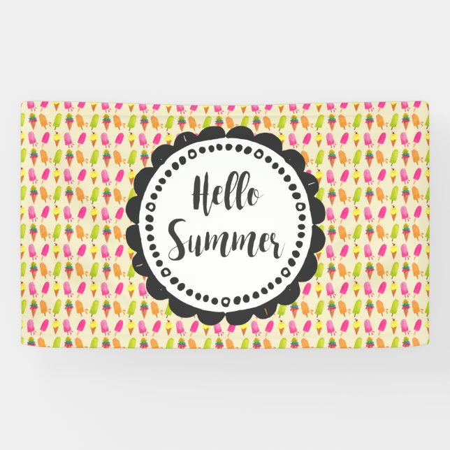 Hallo Sommer Popsicles und Ice Creme Banner (Horizontal)