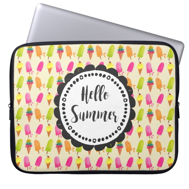 Hallo Sommer Popsicles und Ice Creme Laptopschutzhülle (Vorderseite)