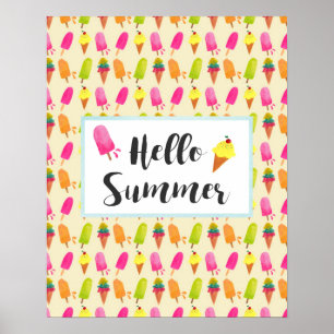 Hallo Sommer Popsicles und Ice Creme Poster