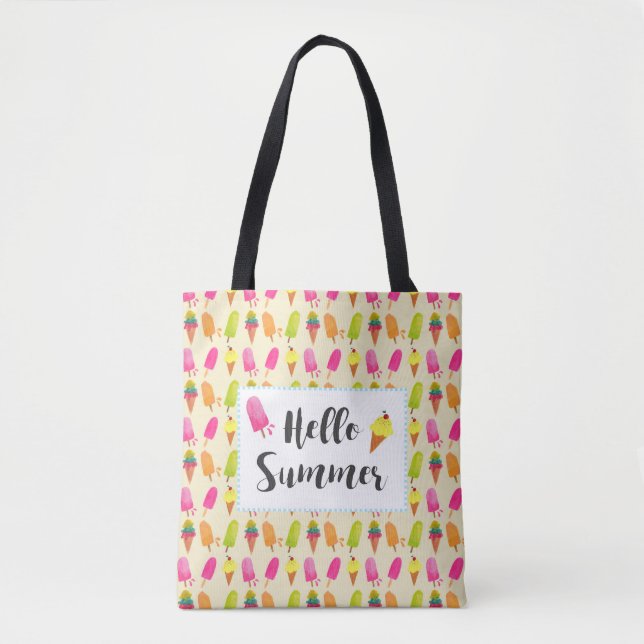 Hallo Sommer Popsicles und Ice Creme Tasche (Vorderseite)