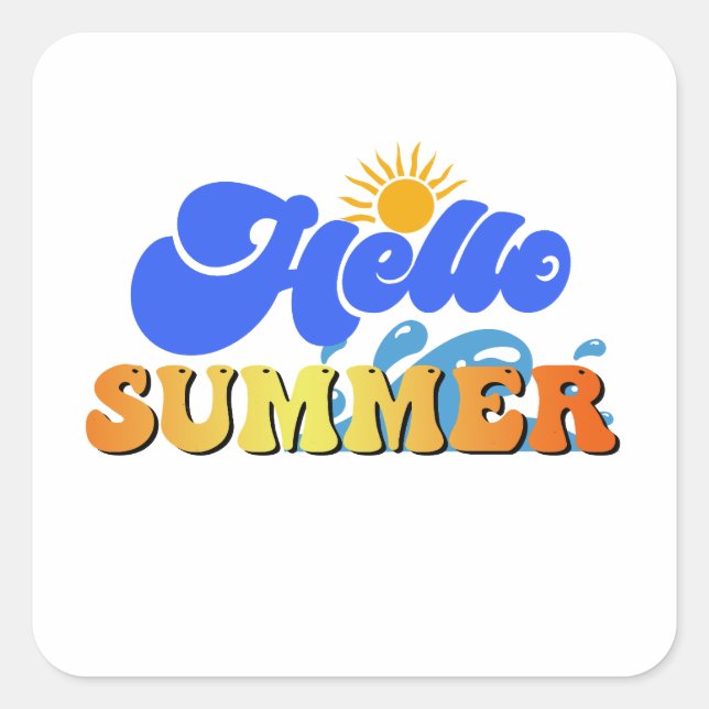 Hallo Sommer Quadratischer Aufkleber (Vorderseite)