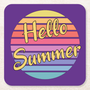 Hallo Sommer Rechteckiger Pappuntersetzer