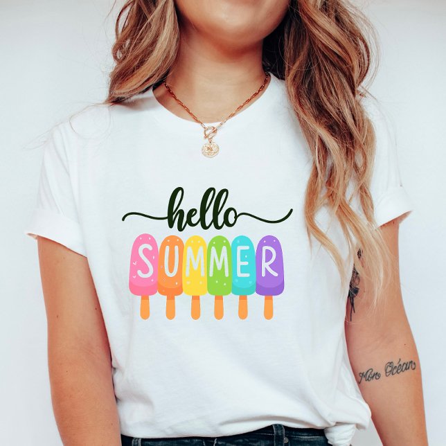 Hallo Sommer Regenbogen ; Lustige Farbige Ferien T-Shirt (Von Creator hochgeladen)