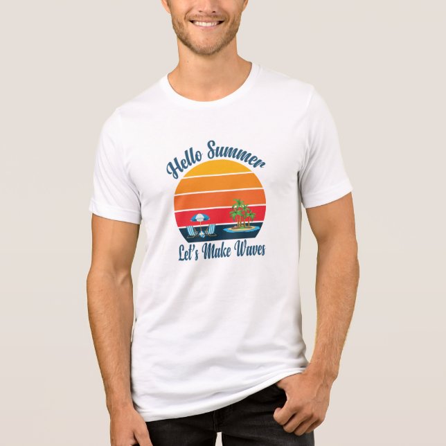 Hallo Sommer Retro Beach Sunset - Ferien Vibes Tri-Blend Shirt (Vorderseite)