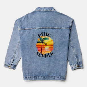 Hallo Sommer Retro Beach Urlaub Jeansjacke
