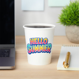 Hallo Sommer Retro Farbige Typografie Design für Pappbecher