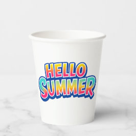 Hallo Sommer Retro Farbige Typografie Design für  Pappbecher