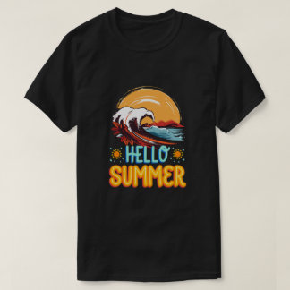 Hallo Sommer – Retro-Welle und Sonnenuntergangs-St T-Shirt