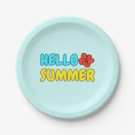 Hallo Sommer Runde Papierplatte Pappteller