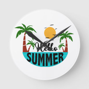 Hallo Sommer Runde Wanduhr