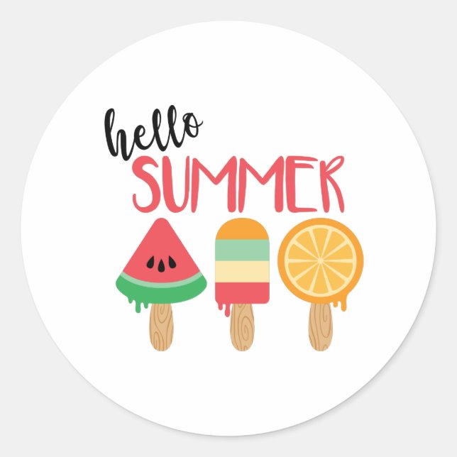 Hallo Sommer Runder Aufkleber (Vorderseite)