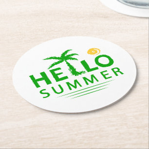 Hallo Sommer Runder Pappuntersetzer