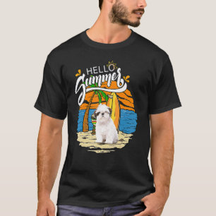 Hallo Sommer Shih Tzu Dog Urlaub Urlaub T-Shirt