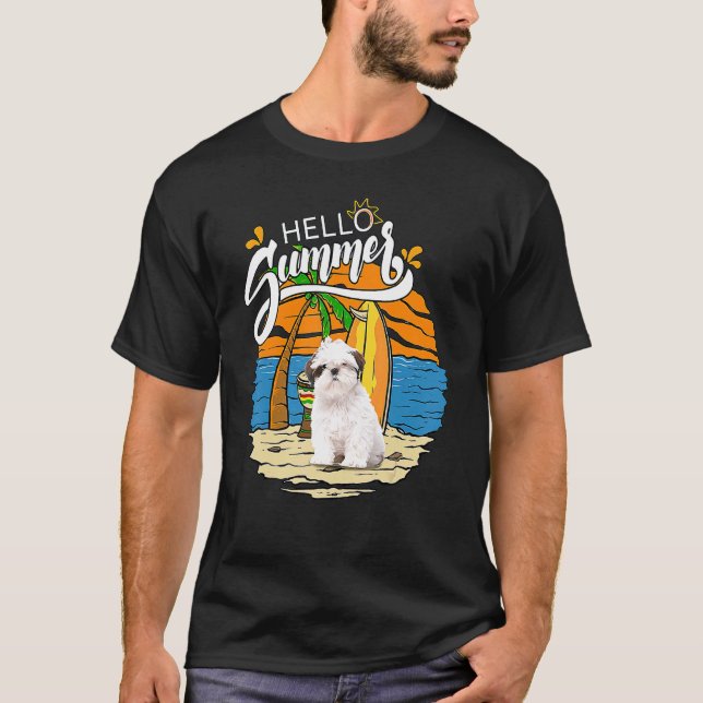 Hallo Sommer Shih Tzu Dog Urlaub Urlaub T-Shirt (Vorderseite)