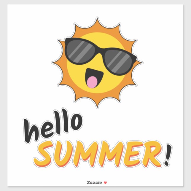 Hallo Sommer Sonne mit Sonnenbrille Aufkleber (Blatt)