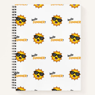 Hallo Sommer Sonne mit Sonnenbrille Notizbuch