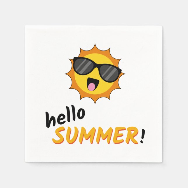 Hallo Sommer Sonne mit Sonnenbrille Serviette (Vorderseite)