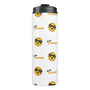 Hallo Sommer Sonne mit Sonnenbrille Thermosbecher
