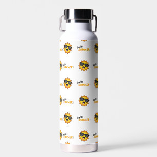 Hallo Sommer Sonne mit Sonnenbrille Trinkflasche