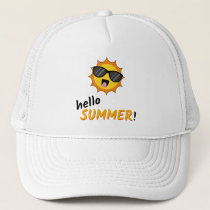 Hallo Sommer Sonne mit Sonnenbrille Truckerkappe