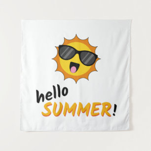 Hallo Sommer Sonne mit Sonnenbrille Wandteppich