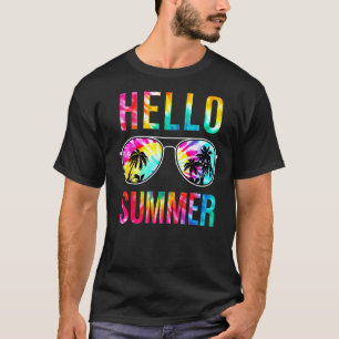 Hallo Sommer Sonnenbrille Gefärbte Krawatte Beach T-Shirt