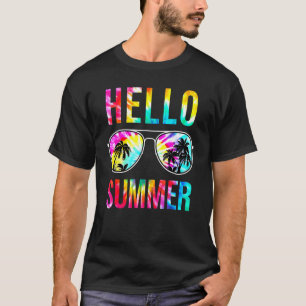 Hallo Sommer Sonnenbrille Gefärbte Krawatte Beach T-Shirt