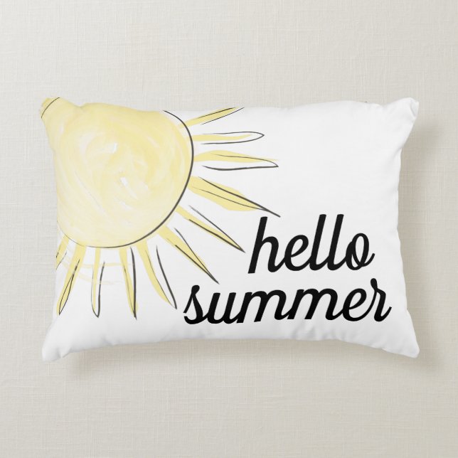 Hallo Sommer Sonnenschein gelben Spaß Pastellzeit  Dekokissen (Vorderseite)
