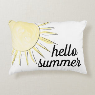Hallo Sommer Sonnenschein gelber Spaß Pastell Somm Dekokissen
