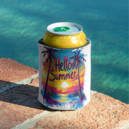 Hallo Sommer Sonnenuntergang und Palmen Bäume könn Dosenkühler