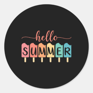Hallo Sommer Strand Urlaub Eiscreme Liebhaber Pops Runder Aufkleber