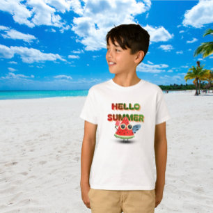 Hallo Sommer Süße Wassermelone Strand Kunst T-Shirt