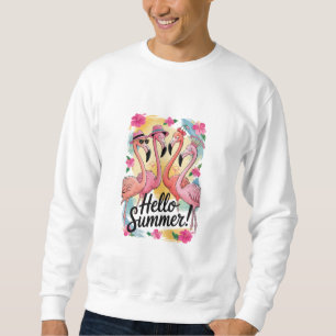 Hallo Sommer Süßer Flamingo Strand Urlaub Tropisch Sweatshirt