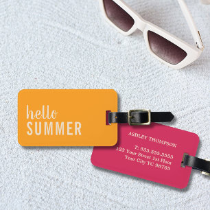 Hallo Sommer Tangerine & Berry Rot Reise Gepäckanhänger
