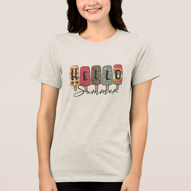 Hallo Sommer Tri-Blend Shirt (Vorderseite)