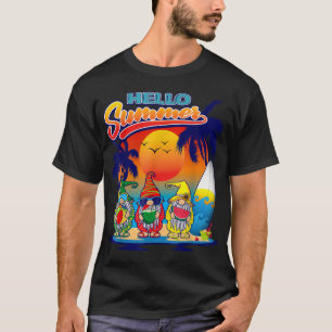 Hallo Sommer Urlaub Garten Gnomes Beach Vibes Wo T-Shirt