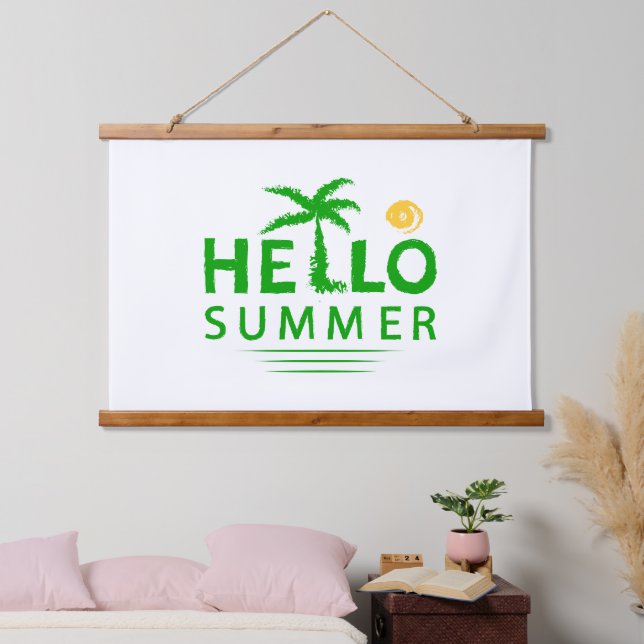 Hallo Sommer Wandteppich Mit Holzrahmen (Schlafzimmer)