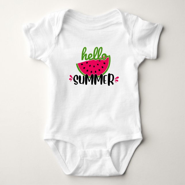 Hallo Sommer Wassermelone  Baby Strampler (Vorderseite)